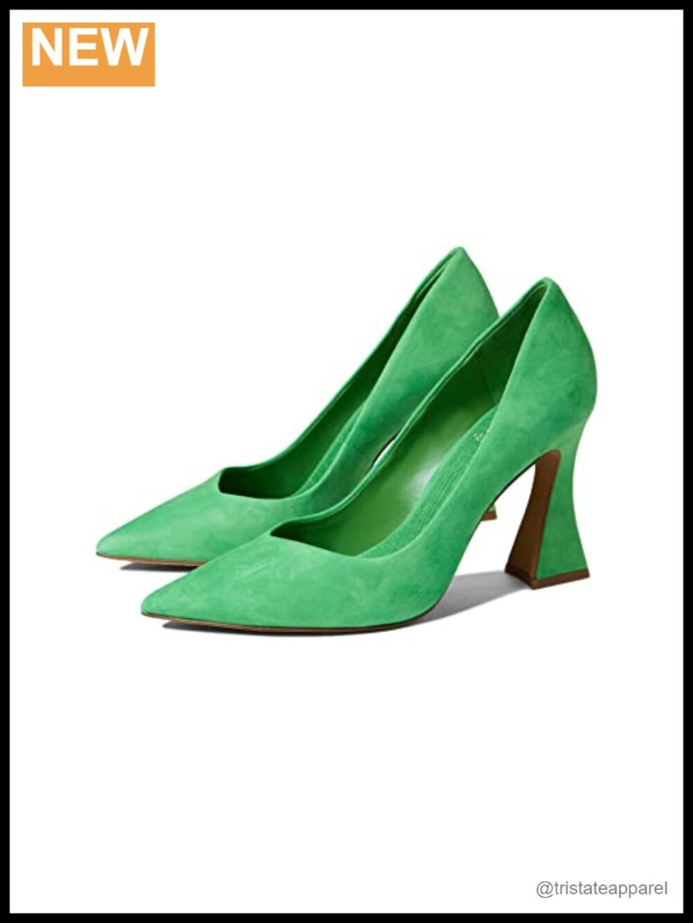 Flare Heel Pointed Toe Slip On Pump Semi Formal Evening